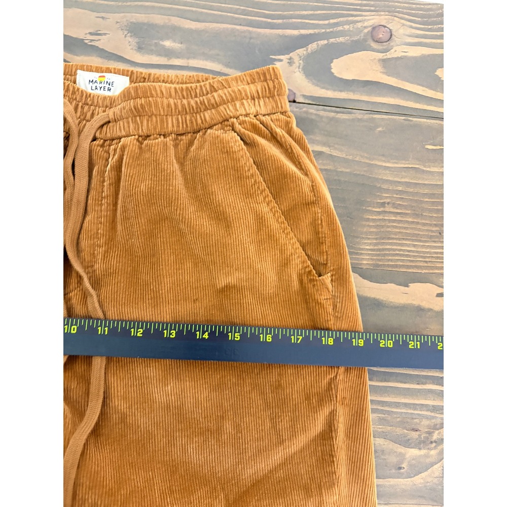 Marine Layer Saturday Pant Mens S Brown Corduroy Elastic Waist Tapered Casual - Picture 9 of 14